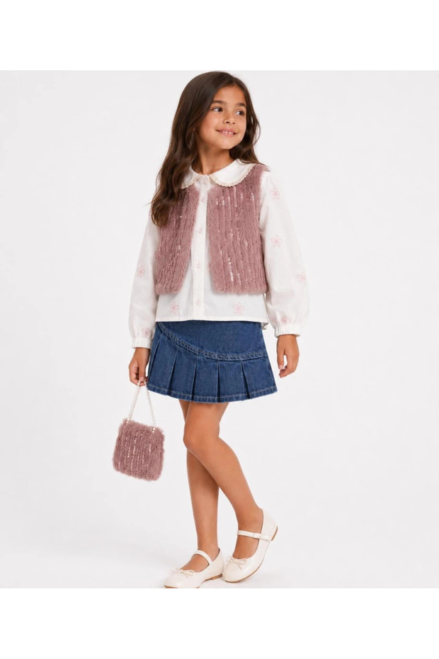 Nora Girl's 4-Piece Set: Vest, Shirt, Skirt, Bag
