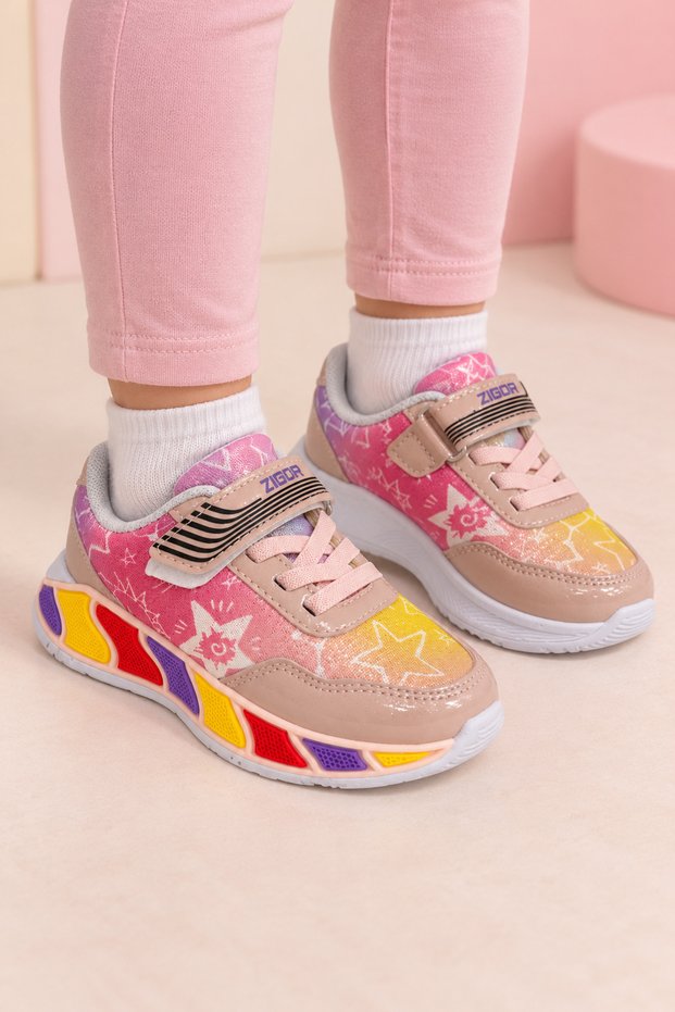 Girl's Colorful Velcro Orthopedic Sole Daily Sports Shoes Sneaker