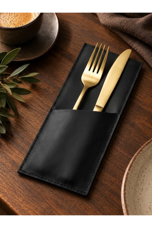 Handmade Genuine Leather Cutlery Case | Vintage Tableware Accessory | Premium Cutlery Sleeve