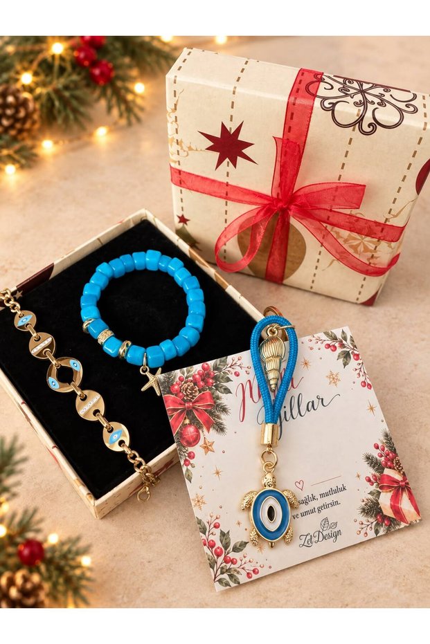 New Year's 3-Piece Gift Set (Keychain and 2 Bracelets)