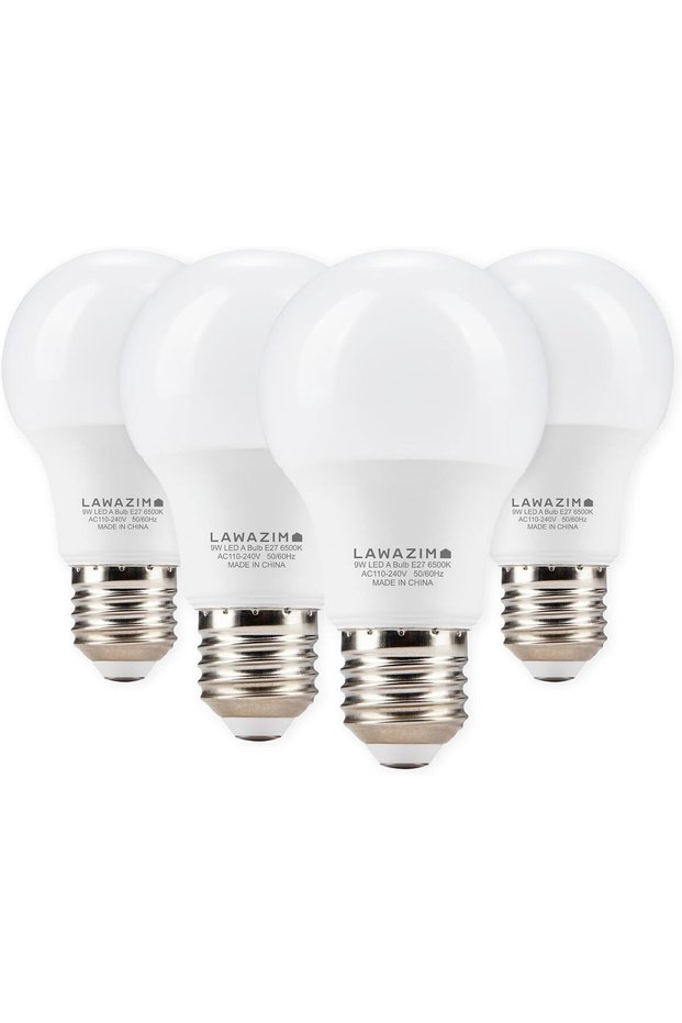 لمبة LED 9 واط A60 E27 - 4 قطع 6500 كلفن ضوء نهاري - موفرة للطاقة تعادل 55 واط غير قابلة للتعتيم