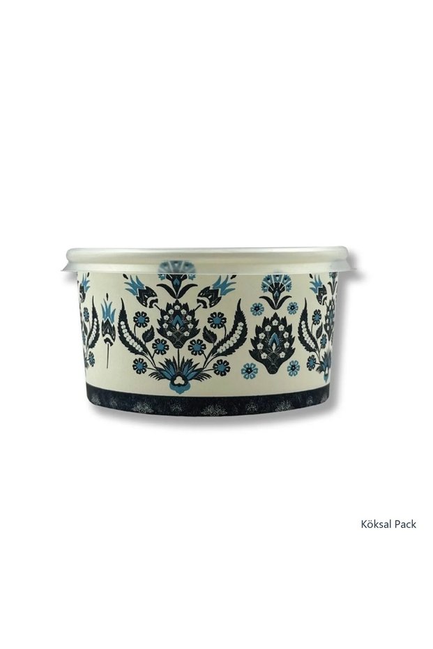 25 Pieces 14 oz Cardboard Bowls with Blue Lids
