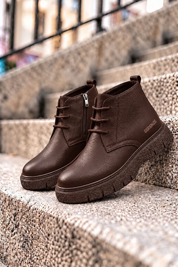 Raven Genuine Leather Zippered Men's Mid Boots