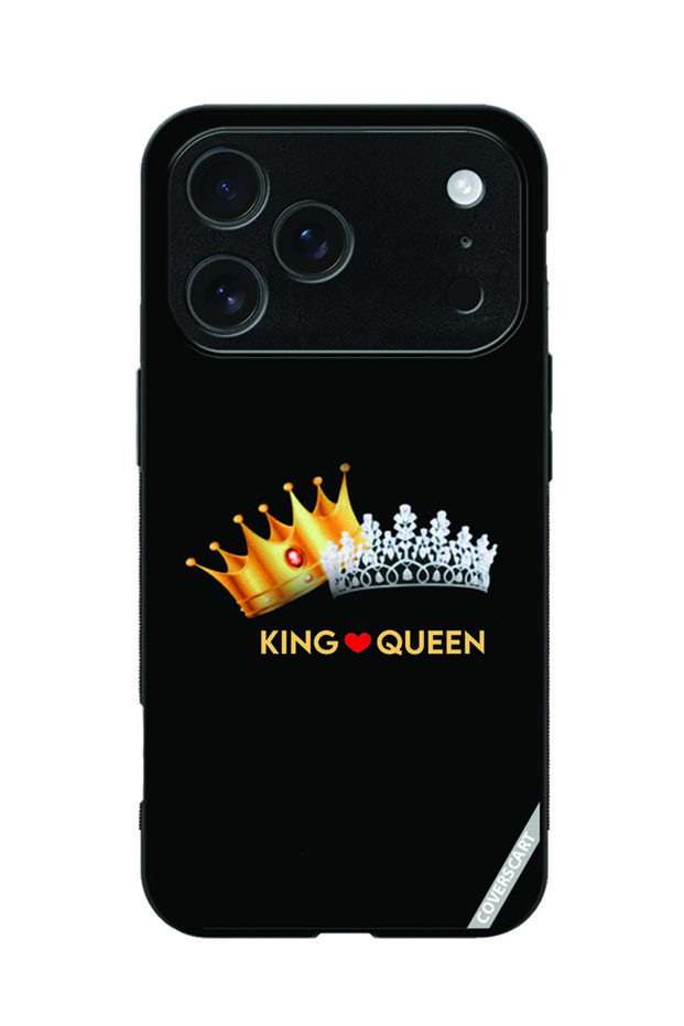 Protective Printed Case Cover for iPhone 17 Pro Max King Queen Design Black