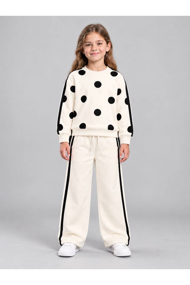 Girls' Modal Fabric Sweatshirt and Wide-Leg Pants Set
