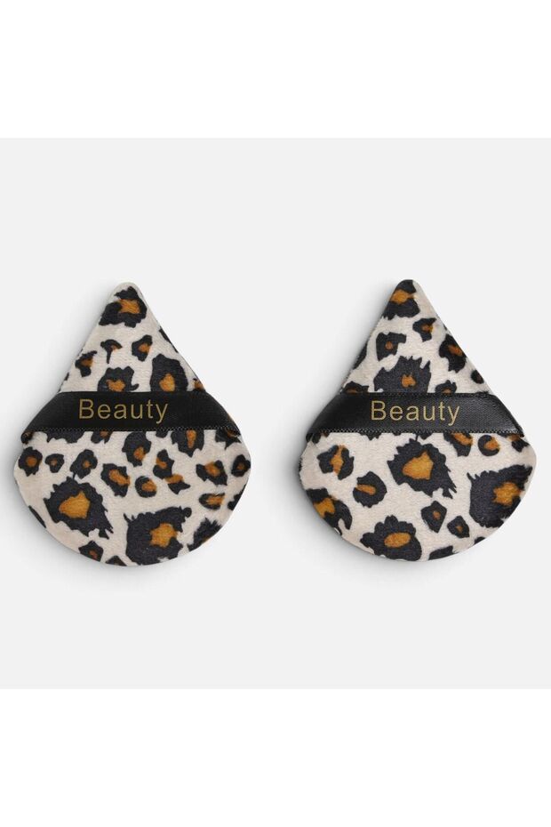 Powder Puff with Leopard Handle - 2pcs