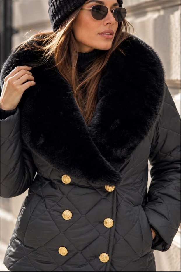 Women's Fur Collar Quilted Coat