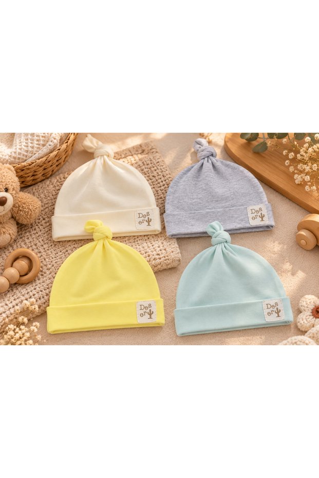 Unisex Knotted Four Color Newborn Baby Hat