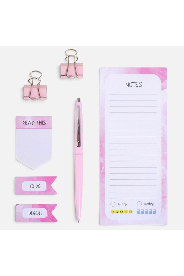 Office Set with Notebook, Pen and Sticky Notes