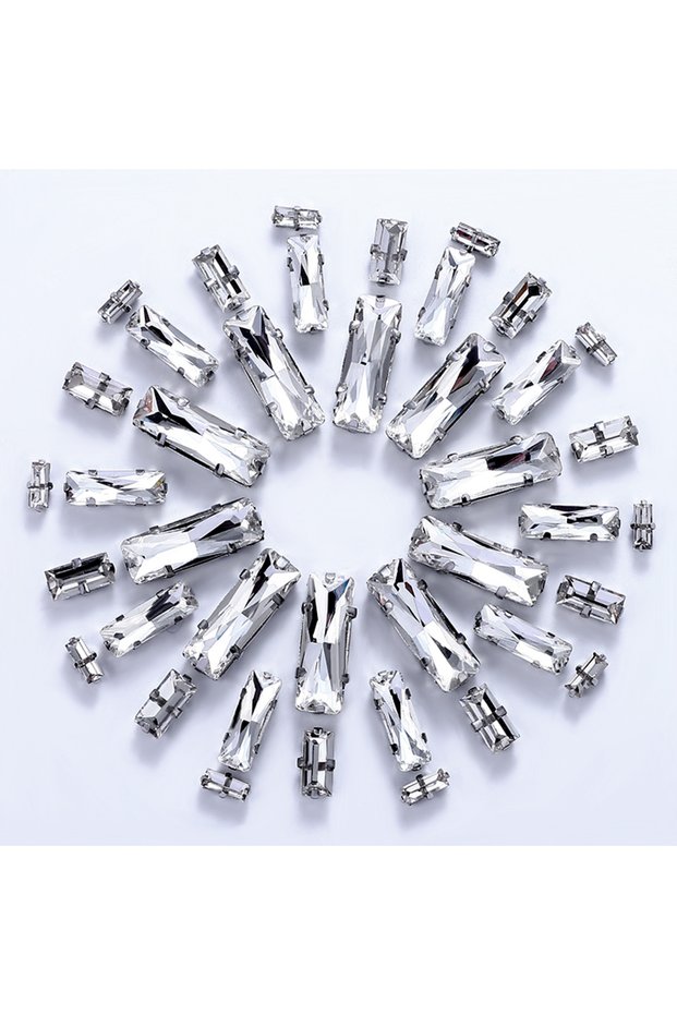 mix size 50pcs-pack rectangle mix size 50PCS/PCS Multi Size Glass Crystal Sewing Stone Silver Claw B