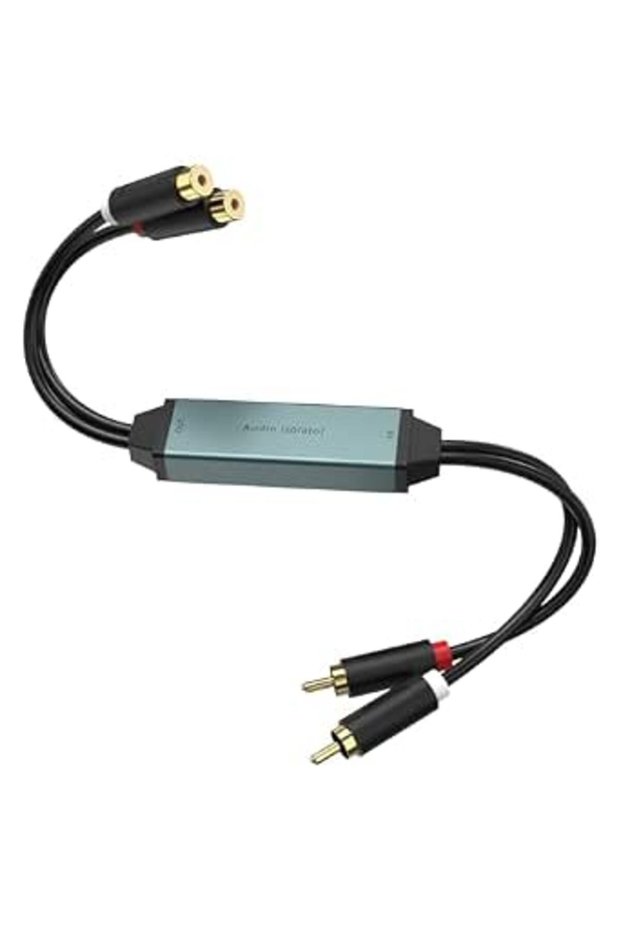 مزيل الضوضاء، عازل حلقة التأريض RCA، فلتر صوتي ثنائي القناة، متوافق مع الكمبيوتر