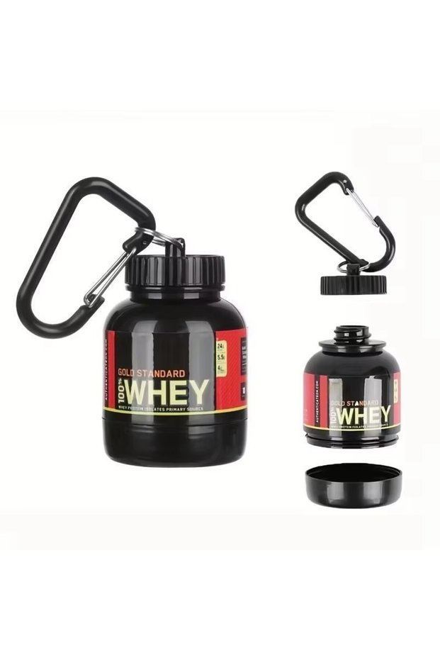 black - 100ML Outdoor Sport Mini Portable Protein Container Powder Bottle With Whey Keychain Health