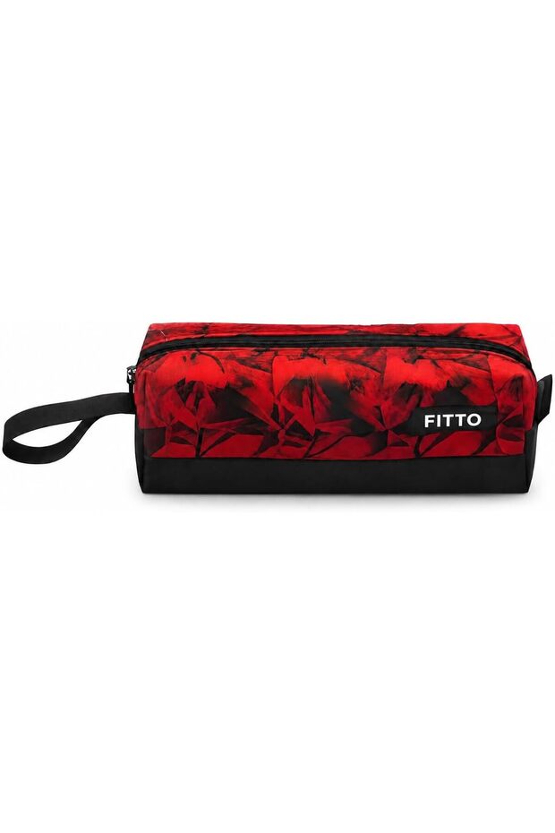 Red Pattern Pencil Pouch 20.5x6.5x5cm School & Office Storage Bag