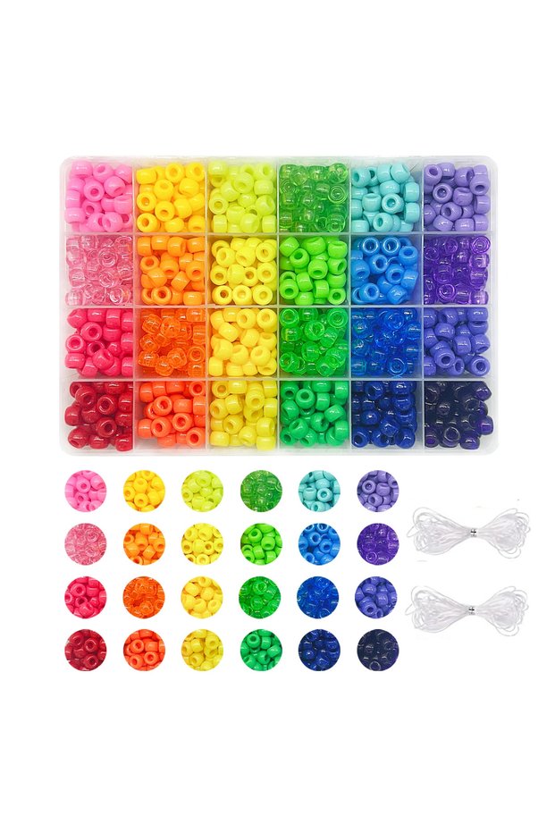 24 Colors 720pcs Pony Beads for Friendship Bracelet Making Kit 24 Colors Kandi Beads Set, 720pcs Pla