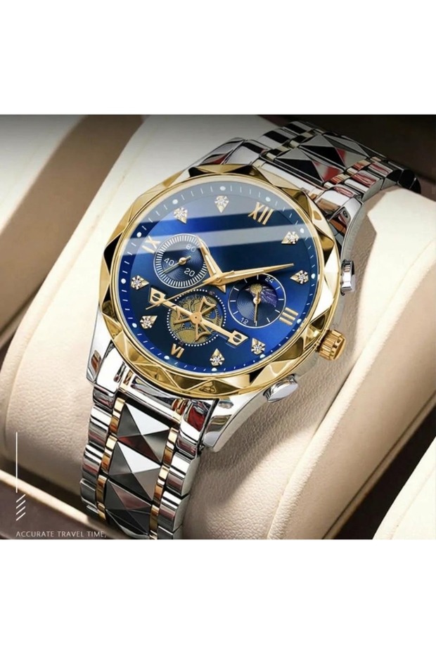Steel Men's Wristwatch with Calendar