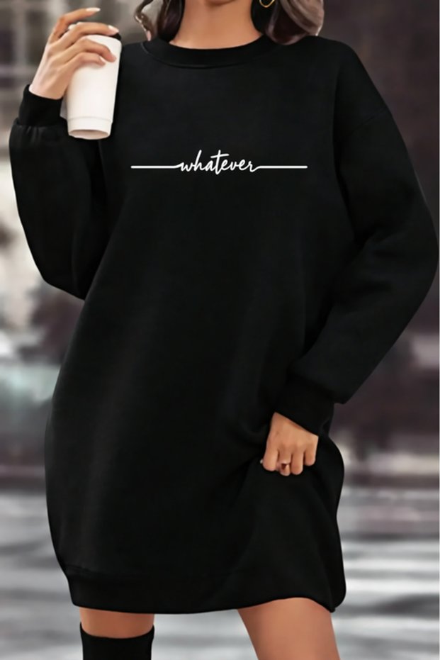 Unisex Printed Crew Neck Sweatshirt Dress