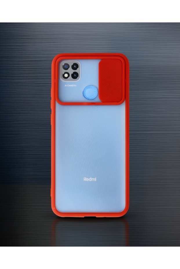 Xiaomi Redmi 9C Case Palm Frosted Camera Sliding Silicone - Red