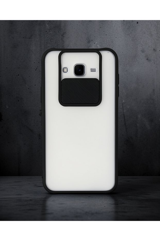 Samsung Galaxy J7 Case Palm Frosted Camera Sliding Silicone - Black
