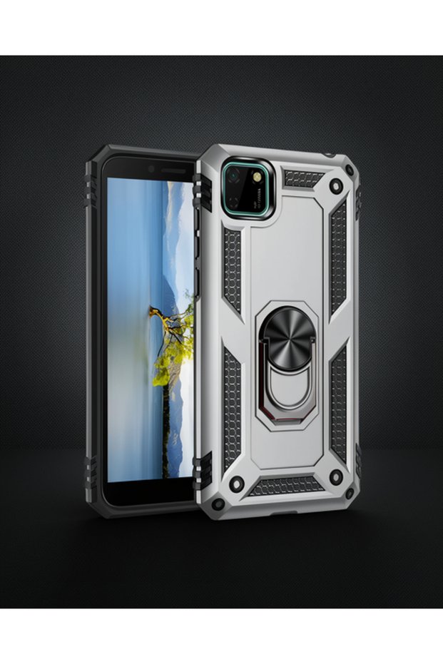 Huawei Y5P Case Sofia Silicone Cover with Ring - Silver
