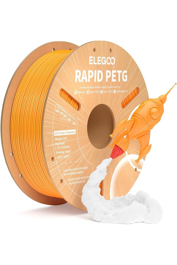خيط طابعة ثلاثية الأبعاد سريع الطباعة من نوع PETG بقطر 1.75 مم، لون برتقالي، وزن 1 كجم
