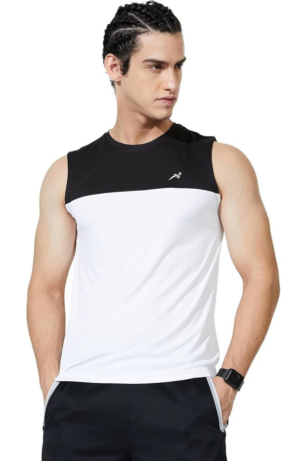 Symactive Men's Regular Vest (Sysp 05_Black White X Large)