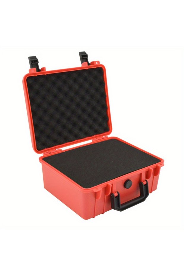 red 1pc Safety Instrument Tool Box, 280x240x130mm, PP Plastic Storage Toolbox Equipment Tool Case, O