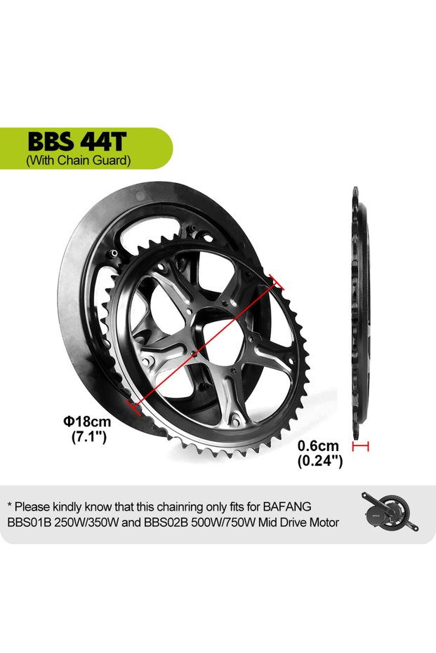 44T With Chain Guard BAFANG Chainring 36T 42T 44T 52T Chainwheel For 8FUN BBS01 BBS01B BBS02 BBS02B