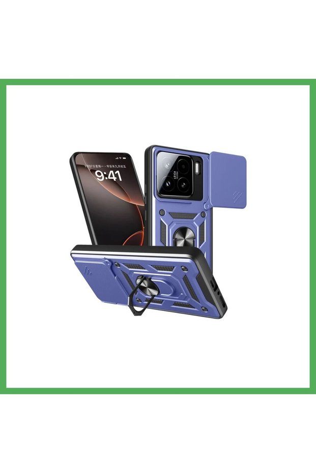 Mi 15 Compatible Case with Lens Ring Silicone - Dark Blue Bezoss