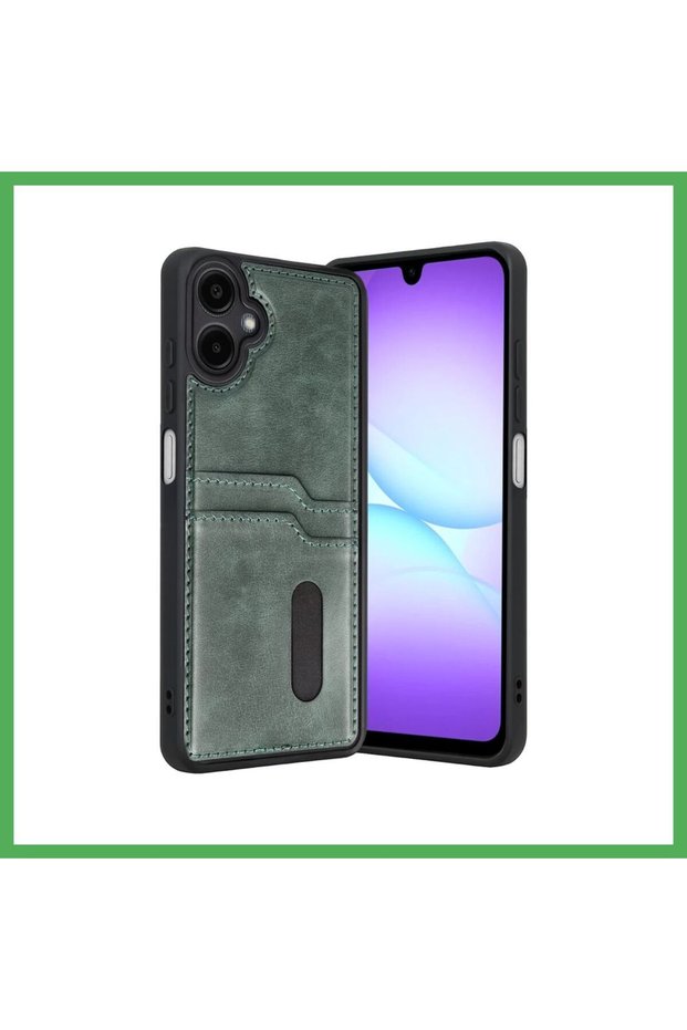 Samsung Galaxy A07 4g Compatible Leather Case with Sara Business Card Holder - Green Bezoss