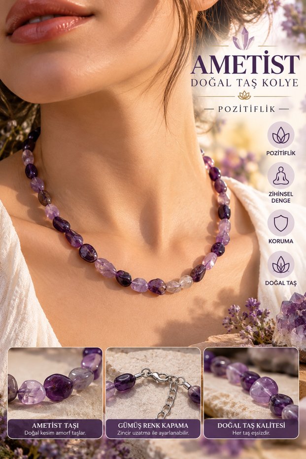 Ametist Amorphous Women's Necklace Natural Cut Quality