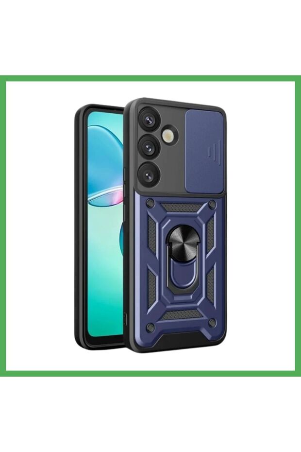 Samsung Galaxy S25 Plus Compatible Case with Lens Ring Silicone - Navy Blue Bezoss