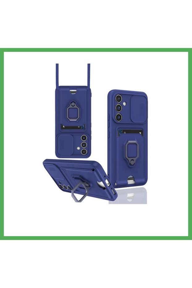 Samsung Galaxy A36 Compatible Case Zuma Silicone with Business Card Holder and Ring - Navy Blue Bezoss