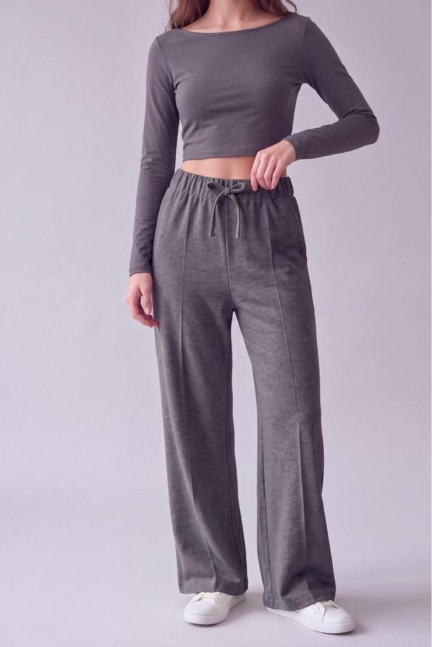 Women's Elastic Waist Wide Leg Knitwear Trousers