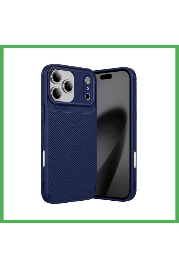 iPhone 17 Pro Max Compatible Auto Focus Carbon Cover - Navy Blue Bezoss