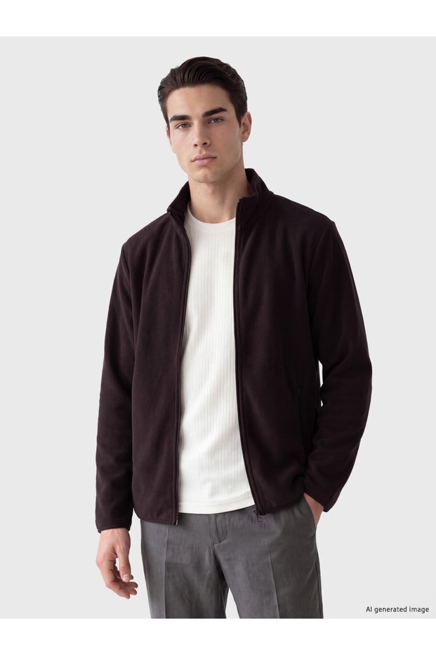 Uzg Store's Men's Fleece Sweatshirt with High Collar for Style Enthusiasts
