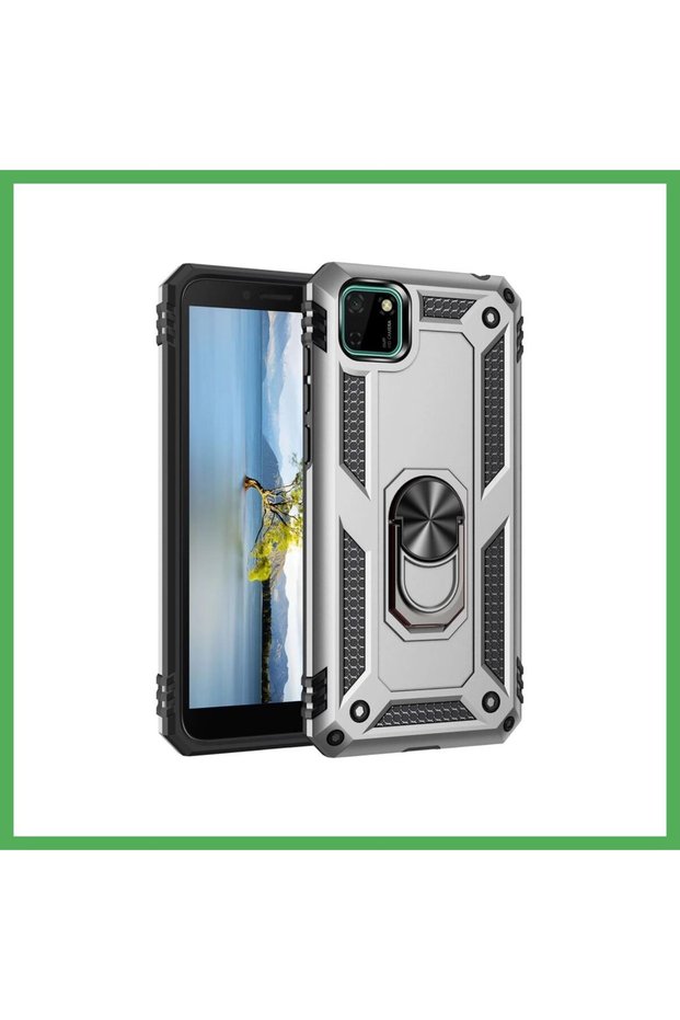 Huawei Y5P Compatible Case Sofia Silicone Cover with Ring - Silver Bezoss