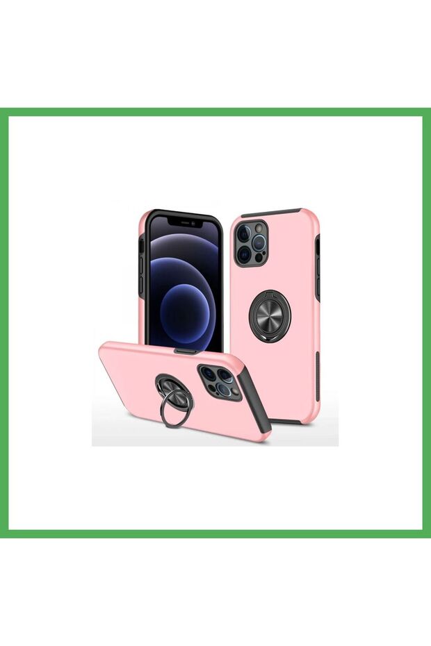 غطاء متوافق مع هاتف iPhone 12 Pro Max مع حلقة Elite - وردي BEZOSS