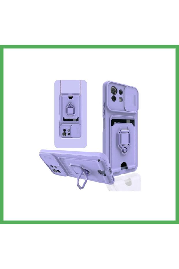 Mi 11 Lite Compatible Case Zuma Silicone with Business Card Holder and Ring - Lilac Bezoss