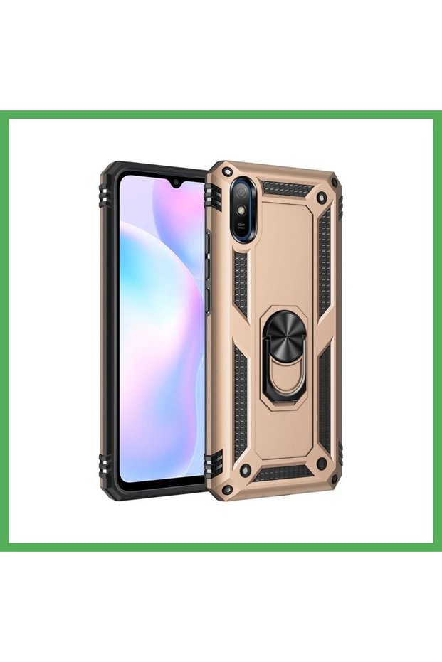 غطاء سيليكون متوافق مع هاتف Redmi 9A مع حلقة سوفيا - ذهبي BEZOSS