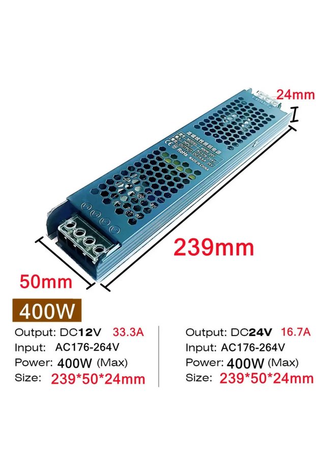 DC 12V 400W Ultra Thin 12V/24V LED Power Supply Adapter 60W 100W 200W 300W 400W Lighting Transformer