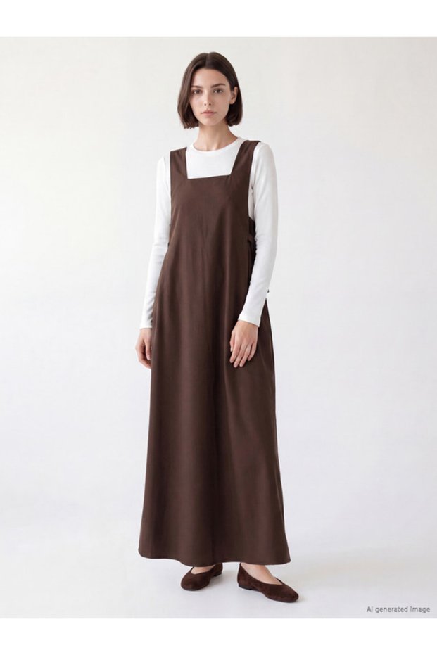 Square Roba Collar Gabardine Gilet Dress for Style Enthusiasts from Uzg Store