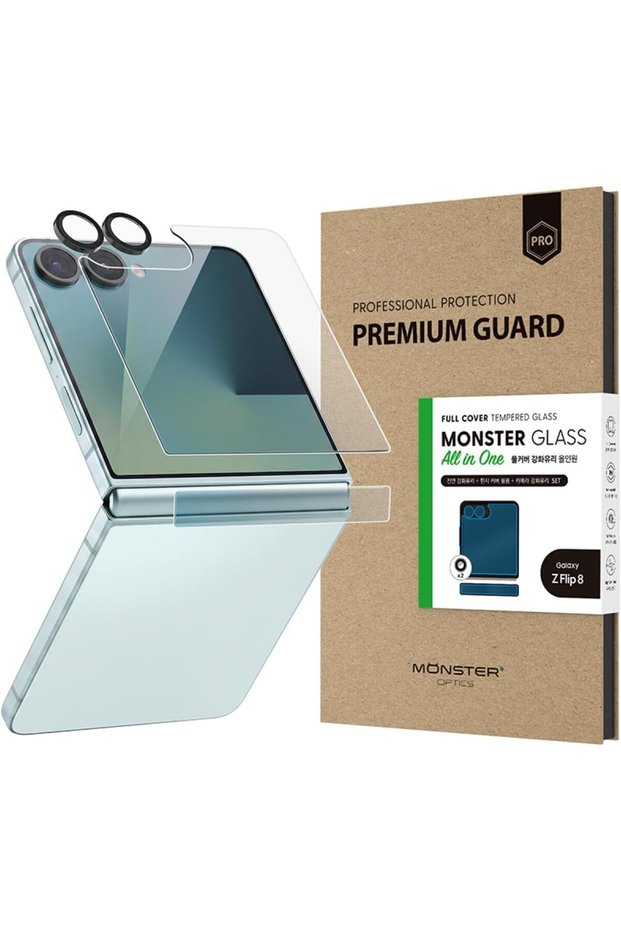 Screen Protector for Samsung Galaxy Z Flip 8 | 2-Pack Front Glass + 2 Hinge Protection Films, Anti-Scratch | Edge Protection | Fingerprint Oil and Smugde Resistant| Easy Application