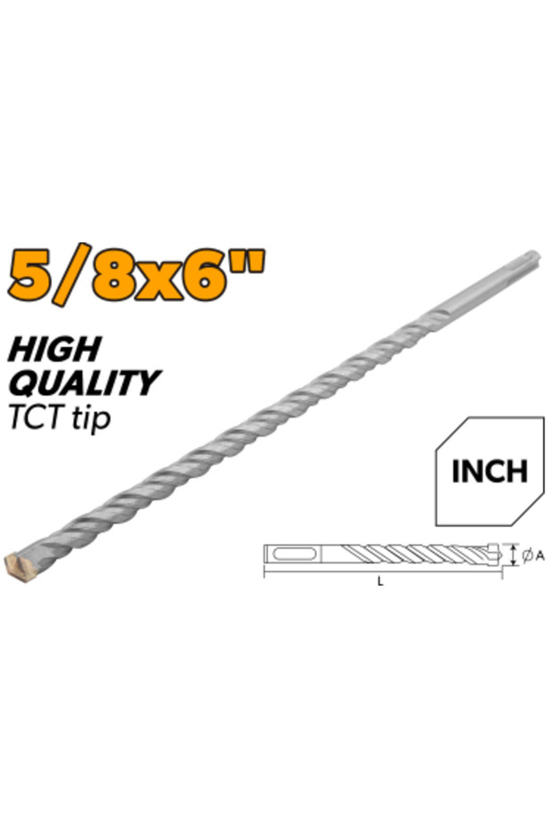 رؤوس مثقاب SDS-plus مقاس 5/8 × 6 بوصة برأس TCT
