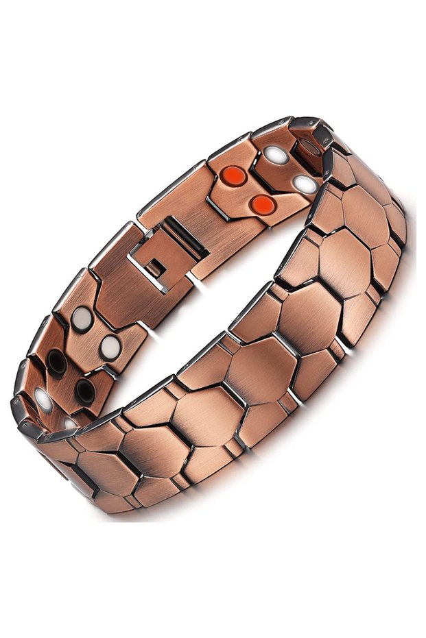 1 Vintage Copper Color Bangle Bracelets for Men Double Row Magnetic Therapy Bracelet Healthcare Weig