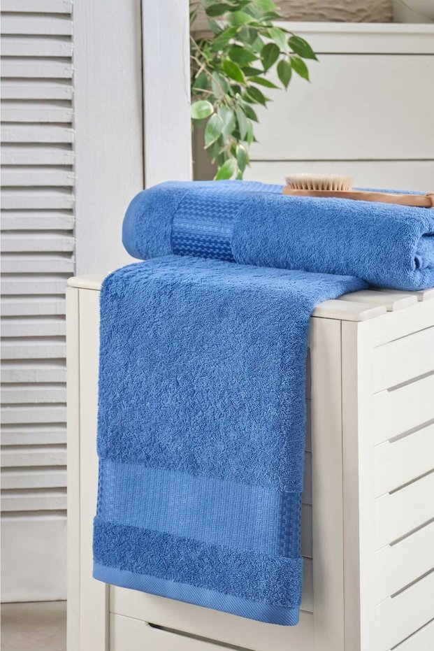 Luxury | 100% Cotton Jacquard Luxury 2-Piece Towel Set | Towel Set | Bathroom Set Blue