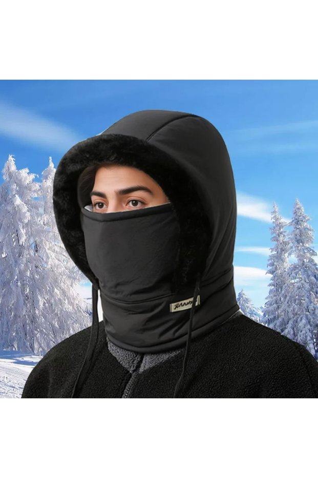 Black Winter Warm Hat for Men and Women, Autumn and Winter Cycling Ear Protection with Thick Velvet