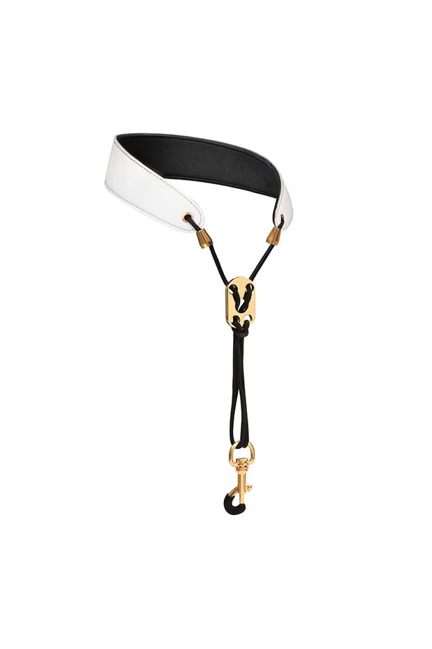 White Miwayer Sax Neck Strap Professional Saxophone Harness Leather Padded Soft Neck Sling For Barit