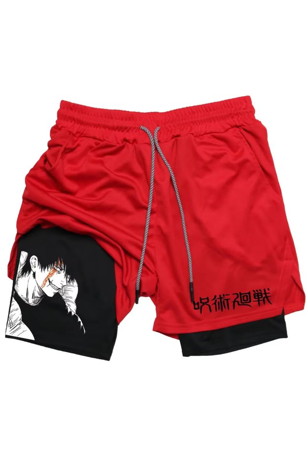 XL photo color Anime Jujutsu Kaisen Gym Shorts Fitness 2 in 1 Compression Performance Shorts Workout