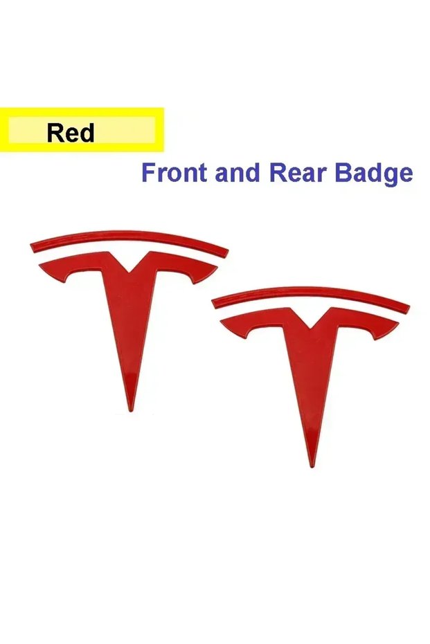 Red-2pcs For Model 3 Mode Y Zinc Alloy Car Front Hood Logo Sticker Styling Auto Body Rea
