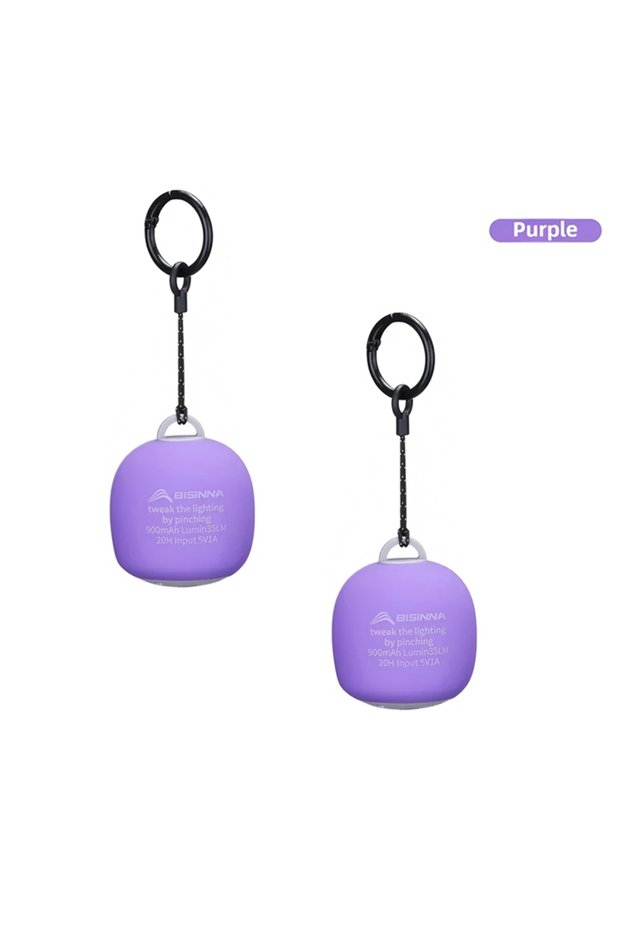 Purple 2pcs BISINNA 1/2pcs Portable Camping Lantern Lightweight USB Rechargeable Light Mini Squeeze